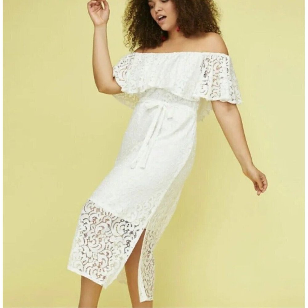 Lane Bryant off shoulder white dress 22 24 NWT